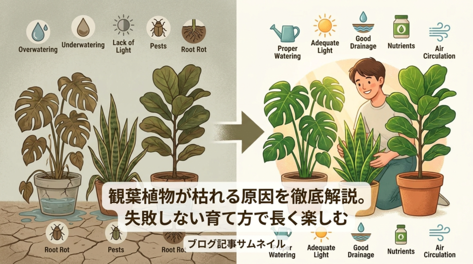 観葉植物が枯れる原因を徹底解説。失敗しない育て方で長く楽しむ