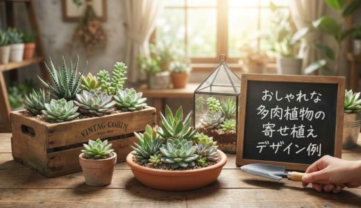 多肉植物の寄せ植えデザイン例を多数紹介。おしゃれな飾り方のコツも解説