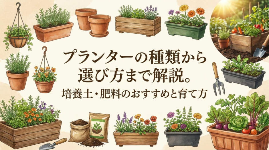 プランターの種類から選び方まで解説。培養土・肥料のおすすめと育て方