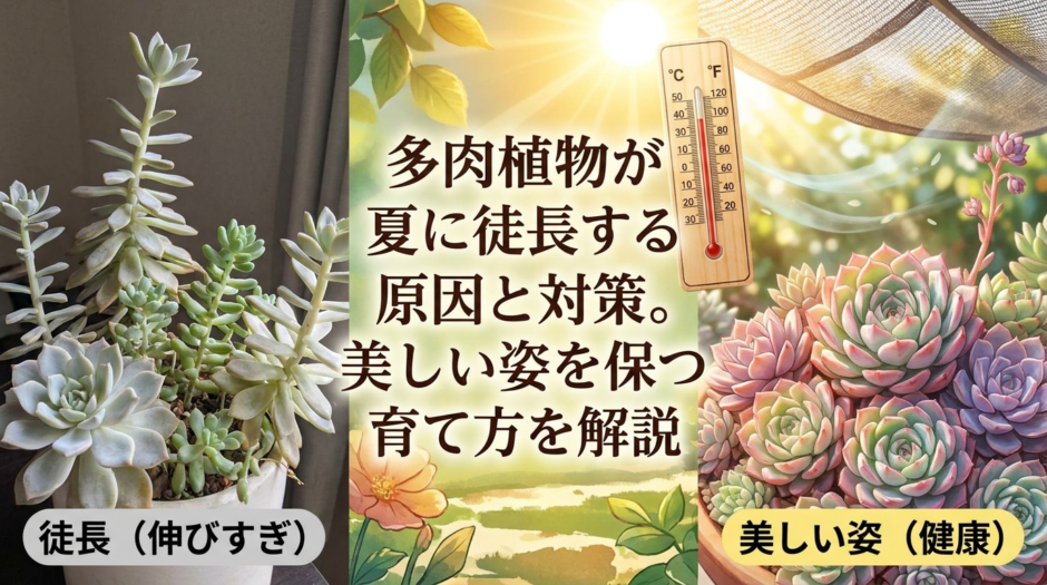 多肉植物が夏に徒長する原因と対策。美しい姿を保つ育て方を解説